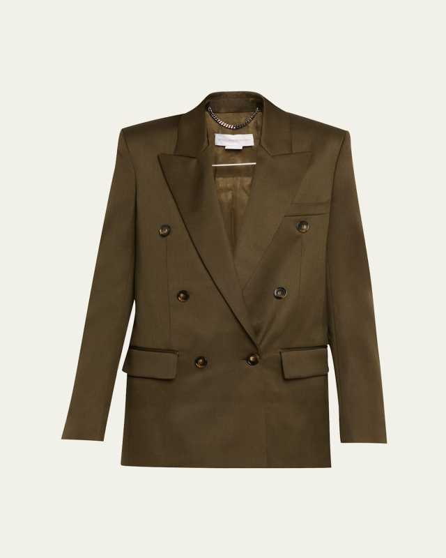 Shiny Wool Double-Breasted Jacket
